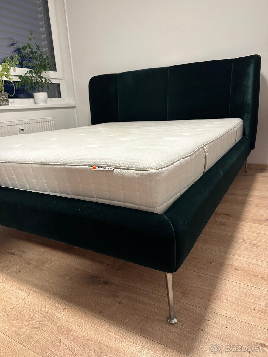 Ikea manželská posteľ, smaragdovo zelená - 2