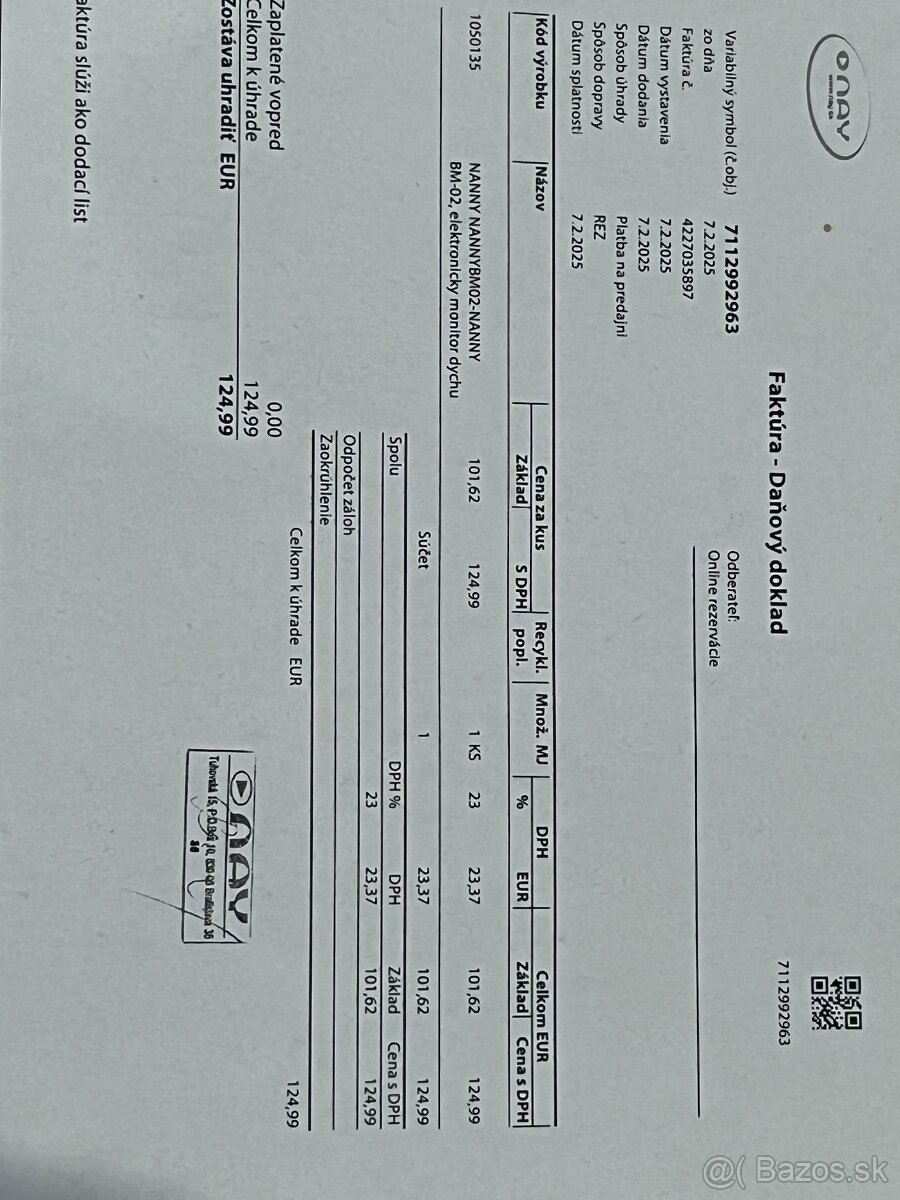 Monitor dychu nanny - 2