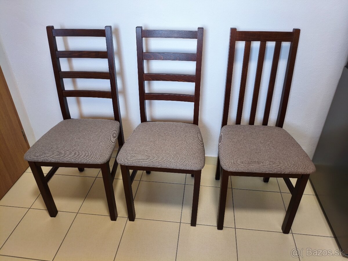 Jedálenské stoličky - orech/hnedá 3ks - 2