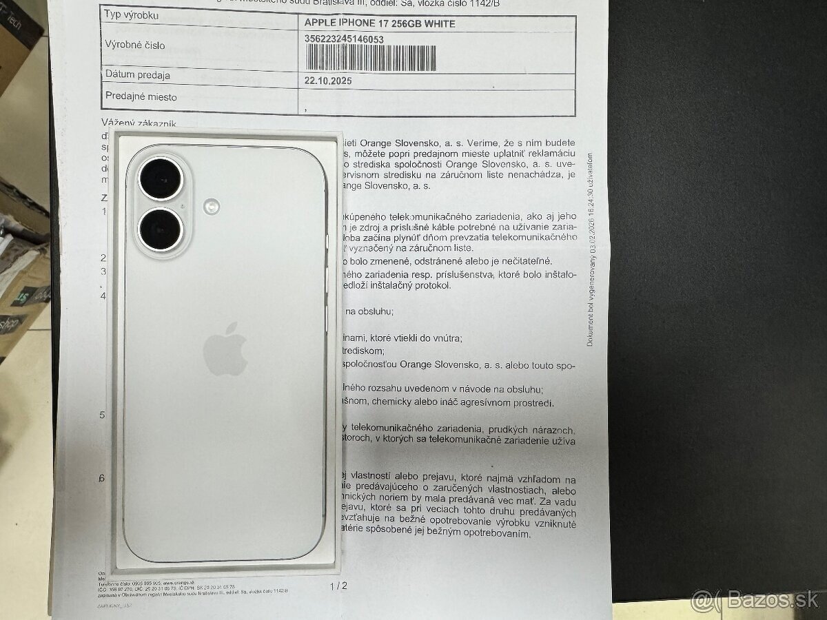 Apple iPhone 17 256gb biely - 2