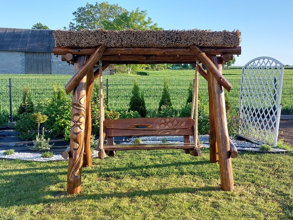 Drevená hojdačka. Dubová hojdačka. Záhradný nábytok. - 2