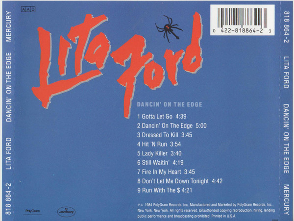 cd Lita Ford – Dancin' On The Edge 1984 - 2