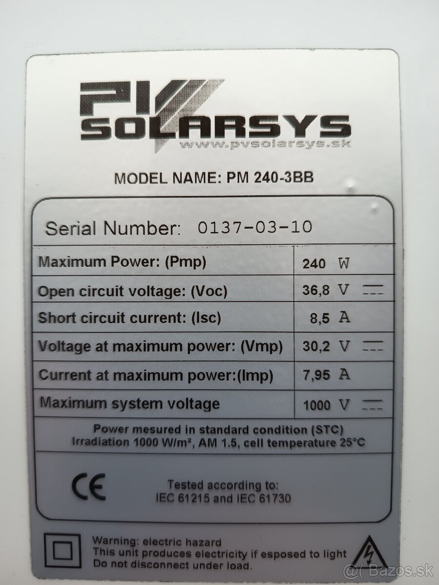 Fotovolticke panely 240W - 2