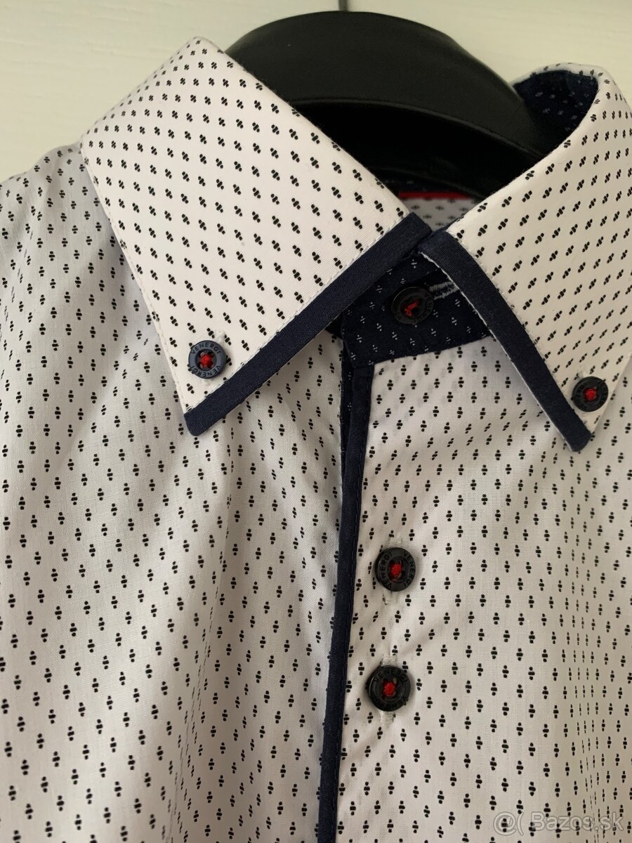 Pánska biela košela s jemným vzorom - 2