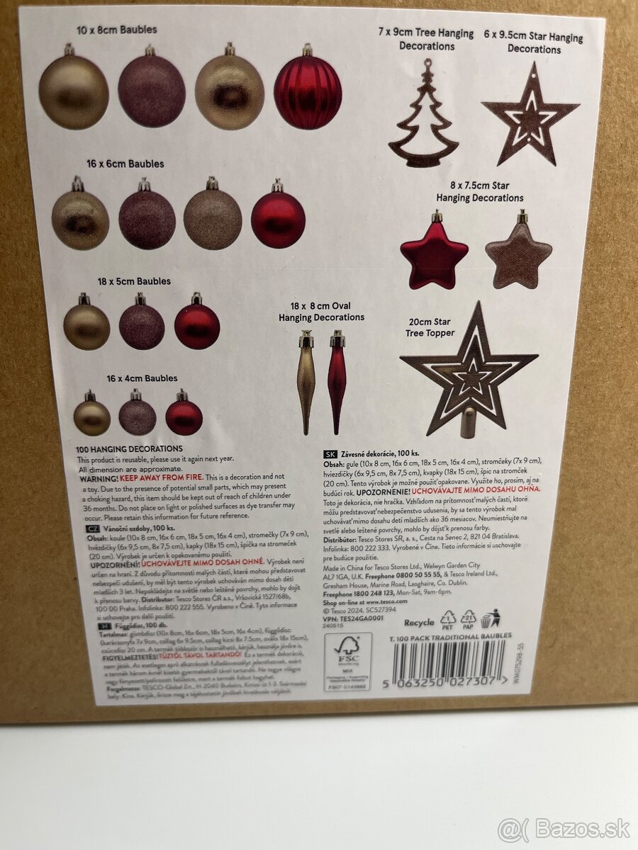 Vianočné ozdoby na stromček, 100 ks - 2