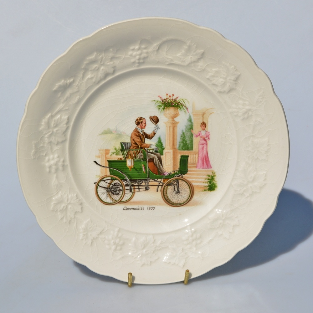 5 ks Veľké porcelánové taniere - veterány, oldsmobily - 2