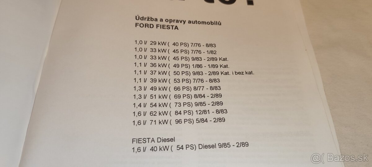Ford FIESTA 1 + 2 - příručka na opravy a údržbu manuál - 2