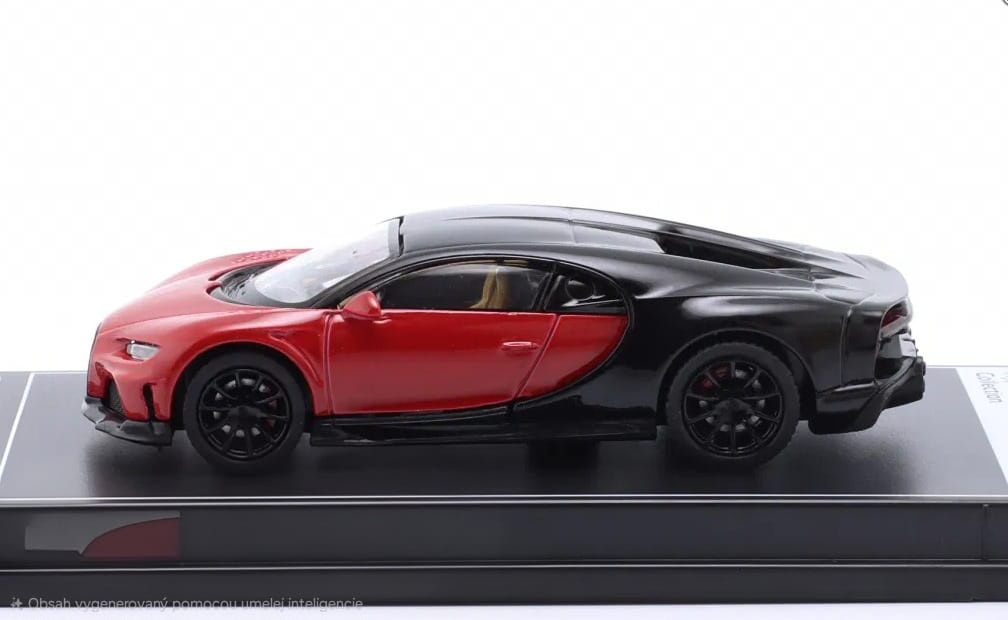 Poster car Bugatti chiron červená / čierna 1:64 - 2