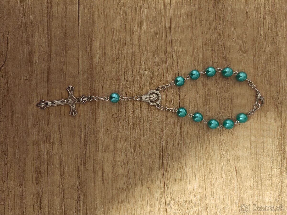 Ruženec na zapínanie (napr. do auta) - tyrkysový - 2