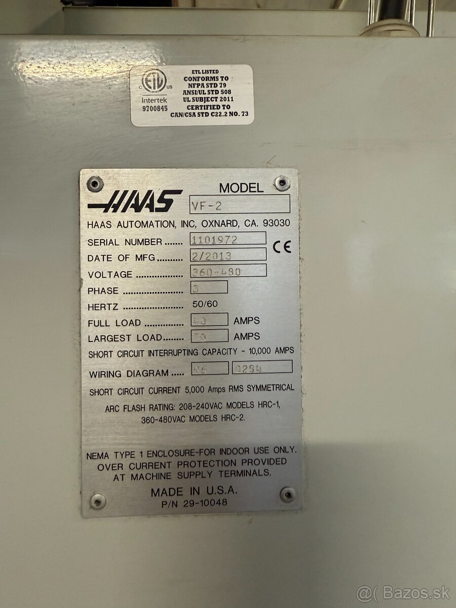 Prodám 3osé centrum Haas VF 2, r.v. 2/2013 - 2