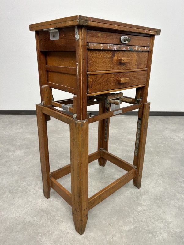 Vintage maliarsky výškovo nastaviteľný stojan / stolík - 2