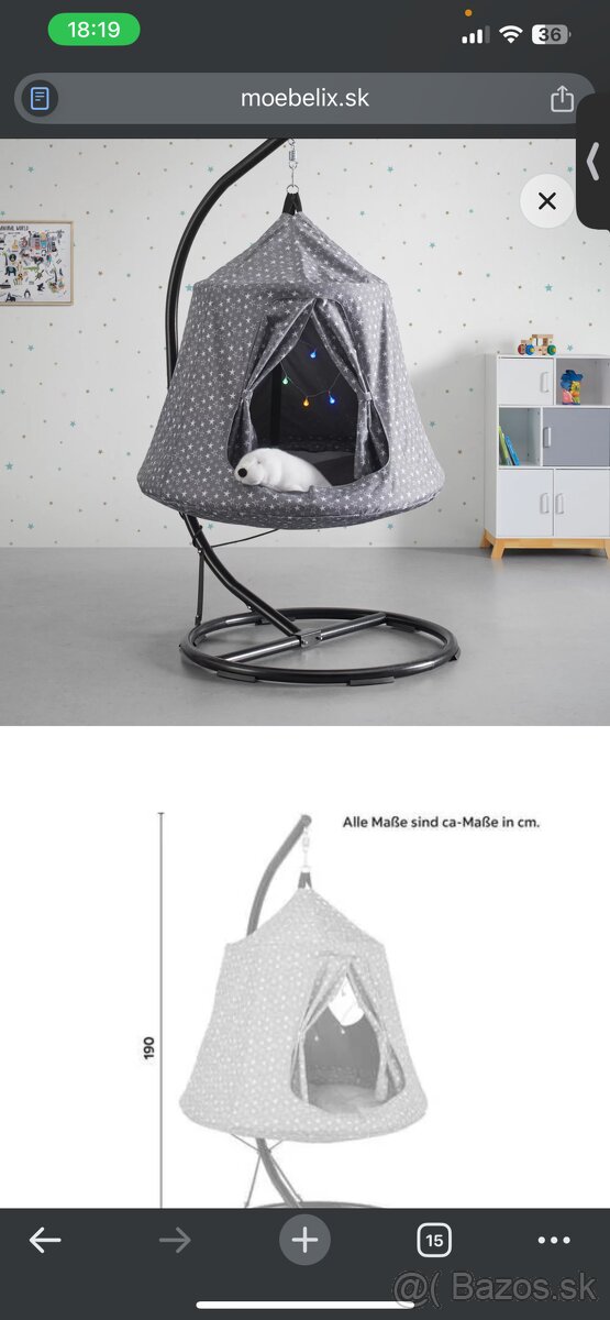 Detské závesné hojdacie kreslo - 2