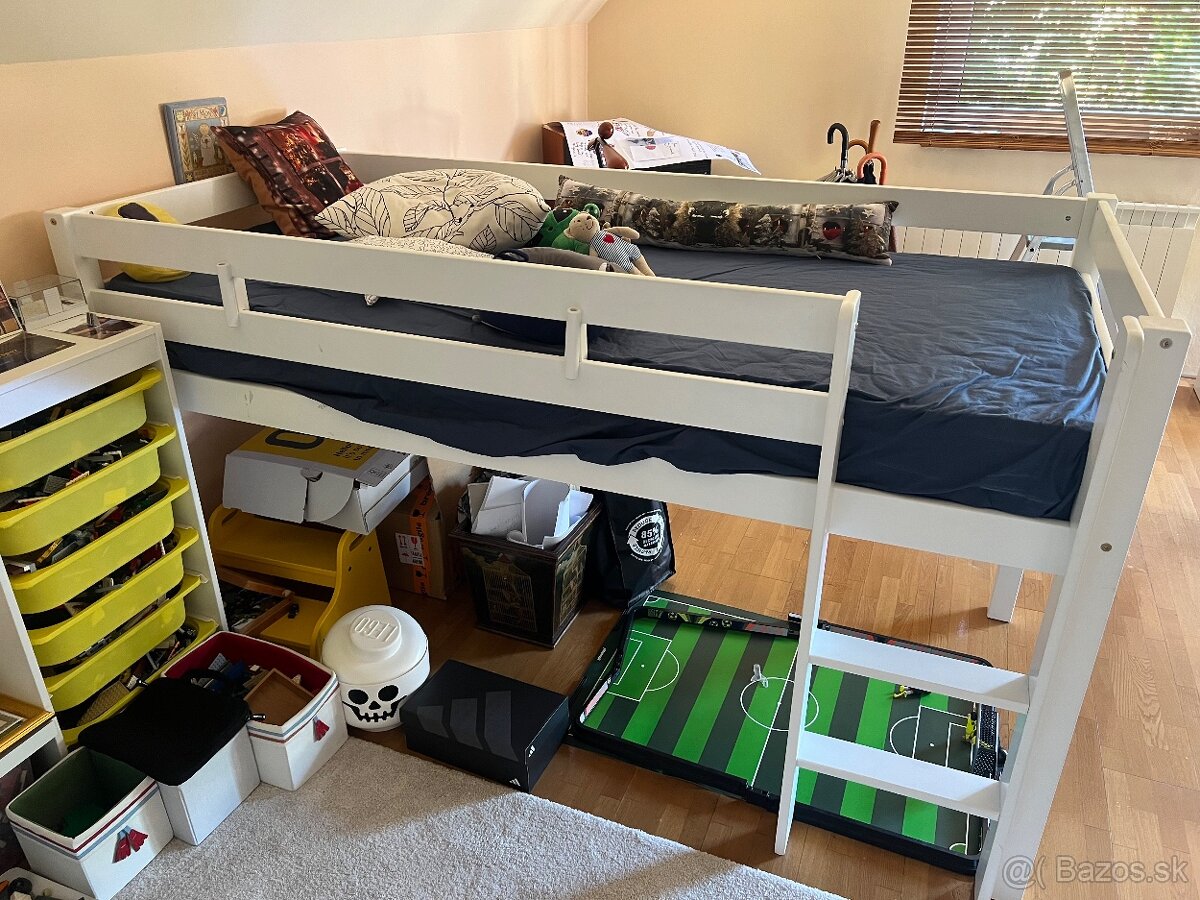 NOVÁ POSCHODOVÁ POSTEĽ, 90/200 cm biela, buk - 2