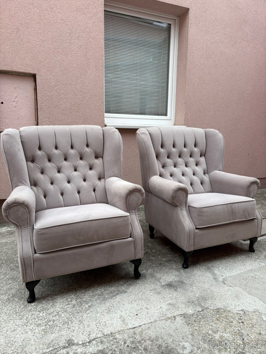 Elegantné kreslá 2ks + taburet - 2