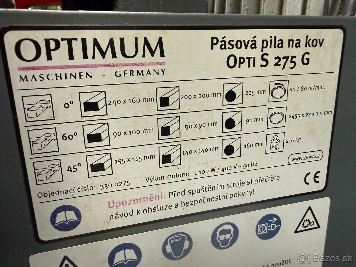 Pásová pila OPTI S 275 G - 2