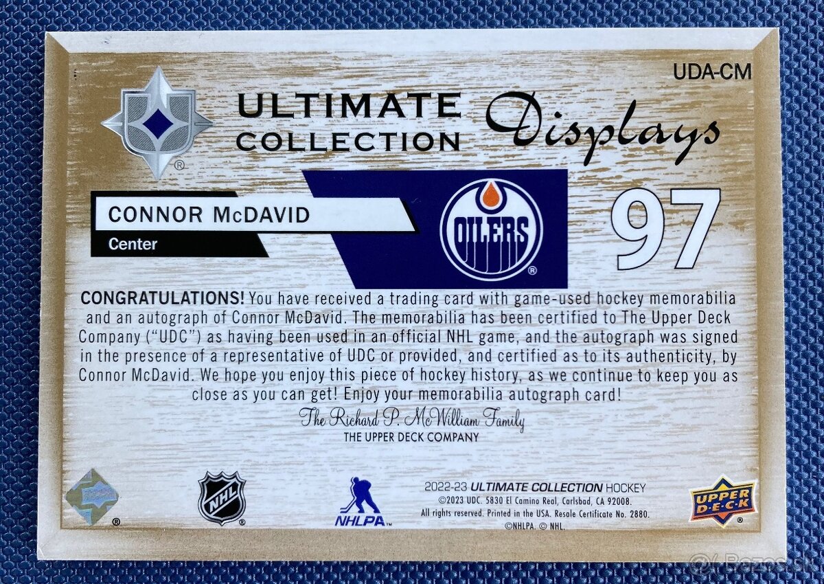 Hokejové kartičky - Connor McDavid na predaj v limite /10 - 2