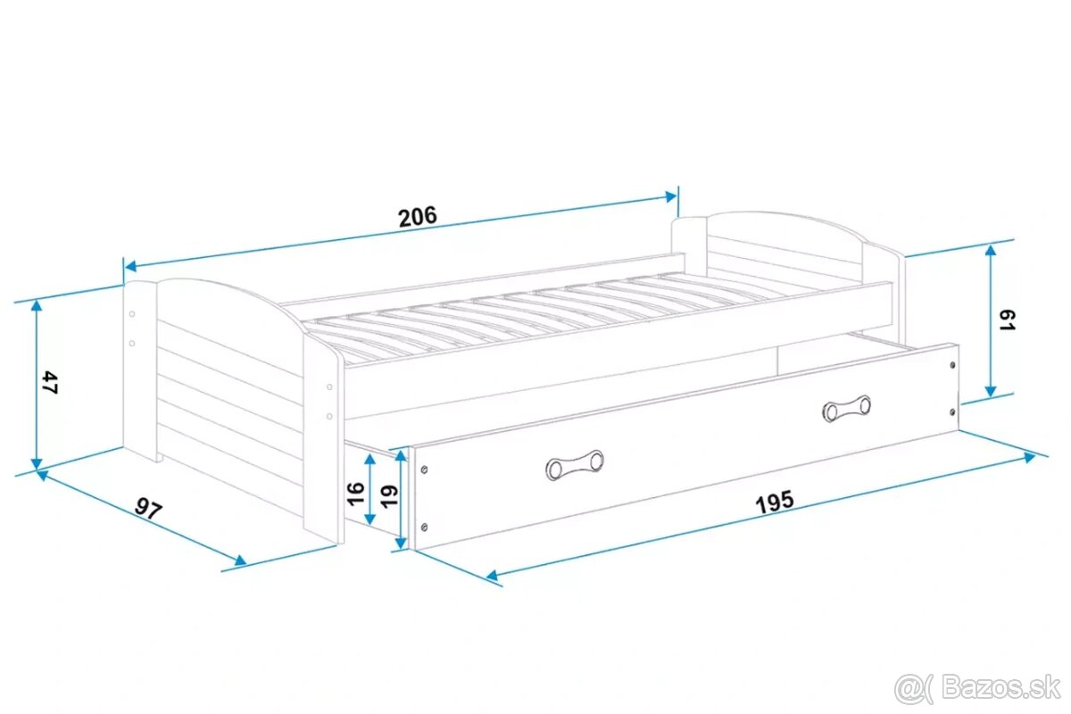 Detská postel so zásuvkou 90x200 - 2