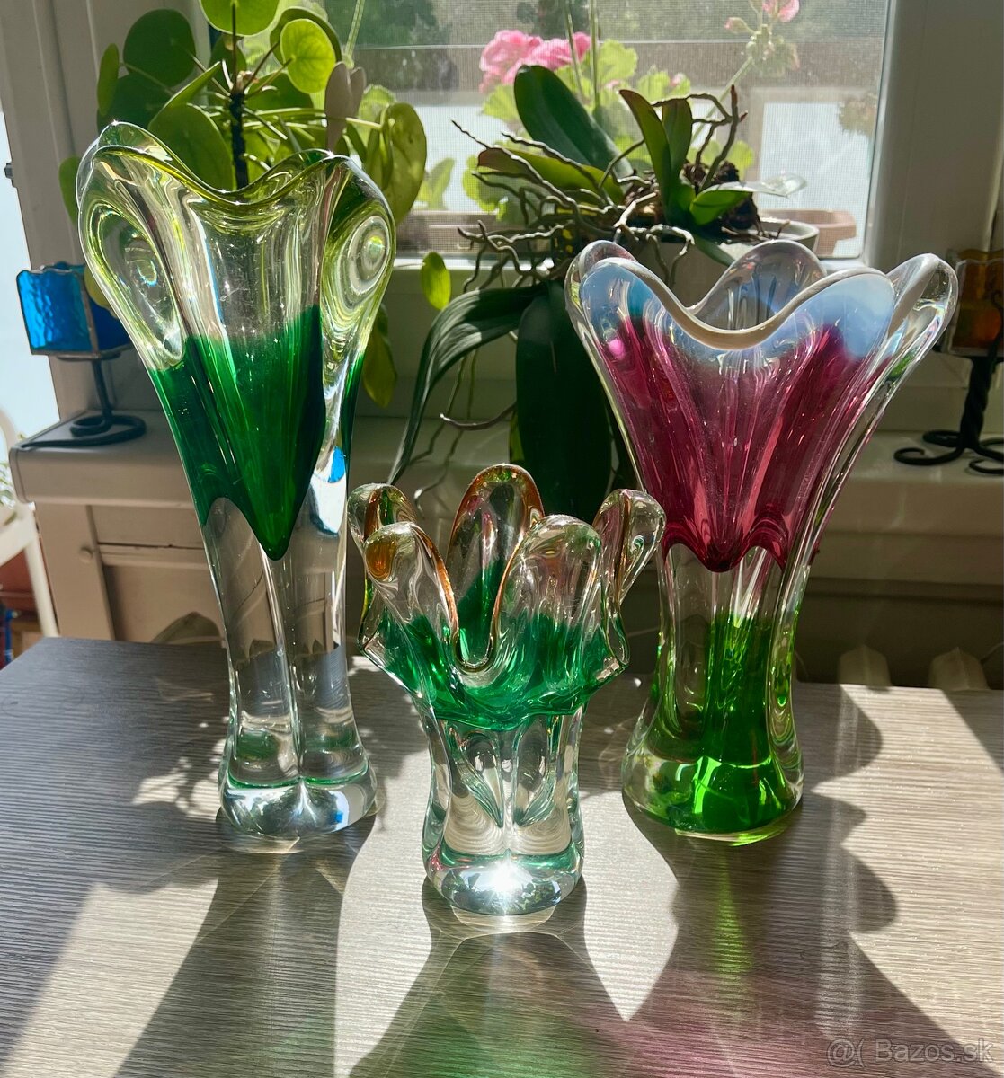 Hutné sklo 1960 - 3 ks - Josef Hospodka - 2