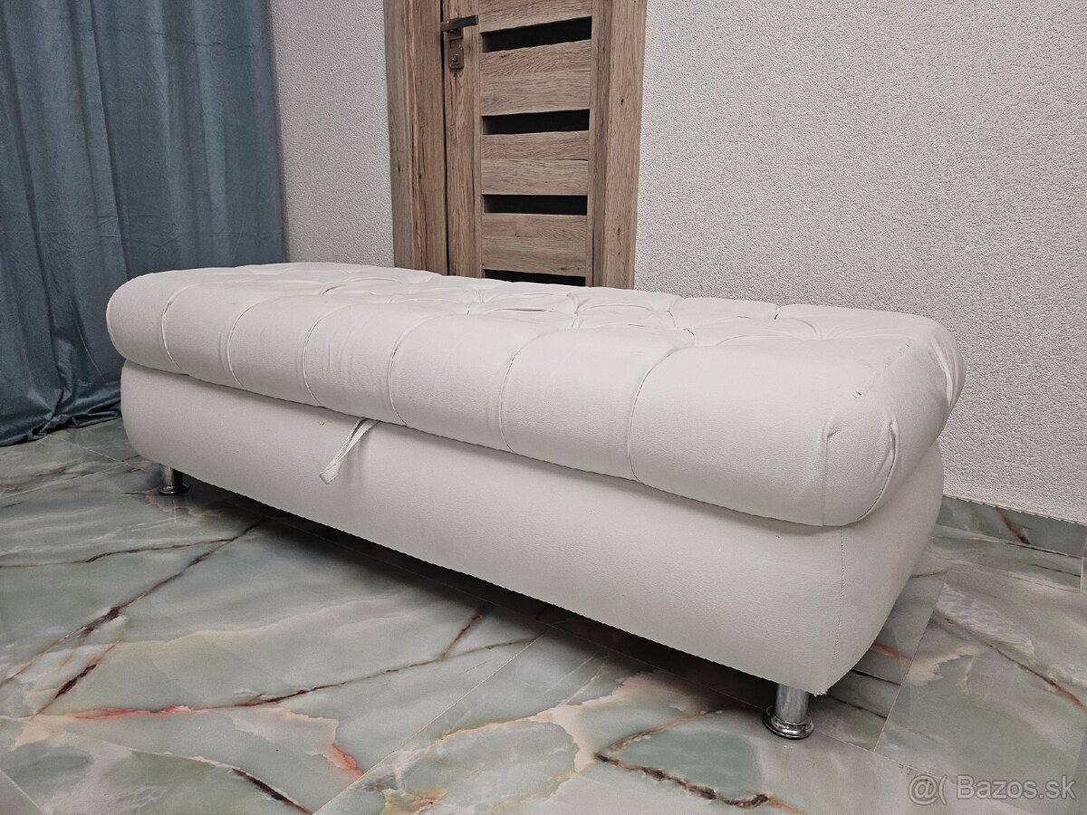 Elegantný biely taburet z koženky - 2