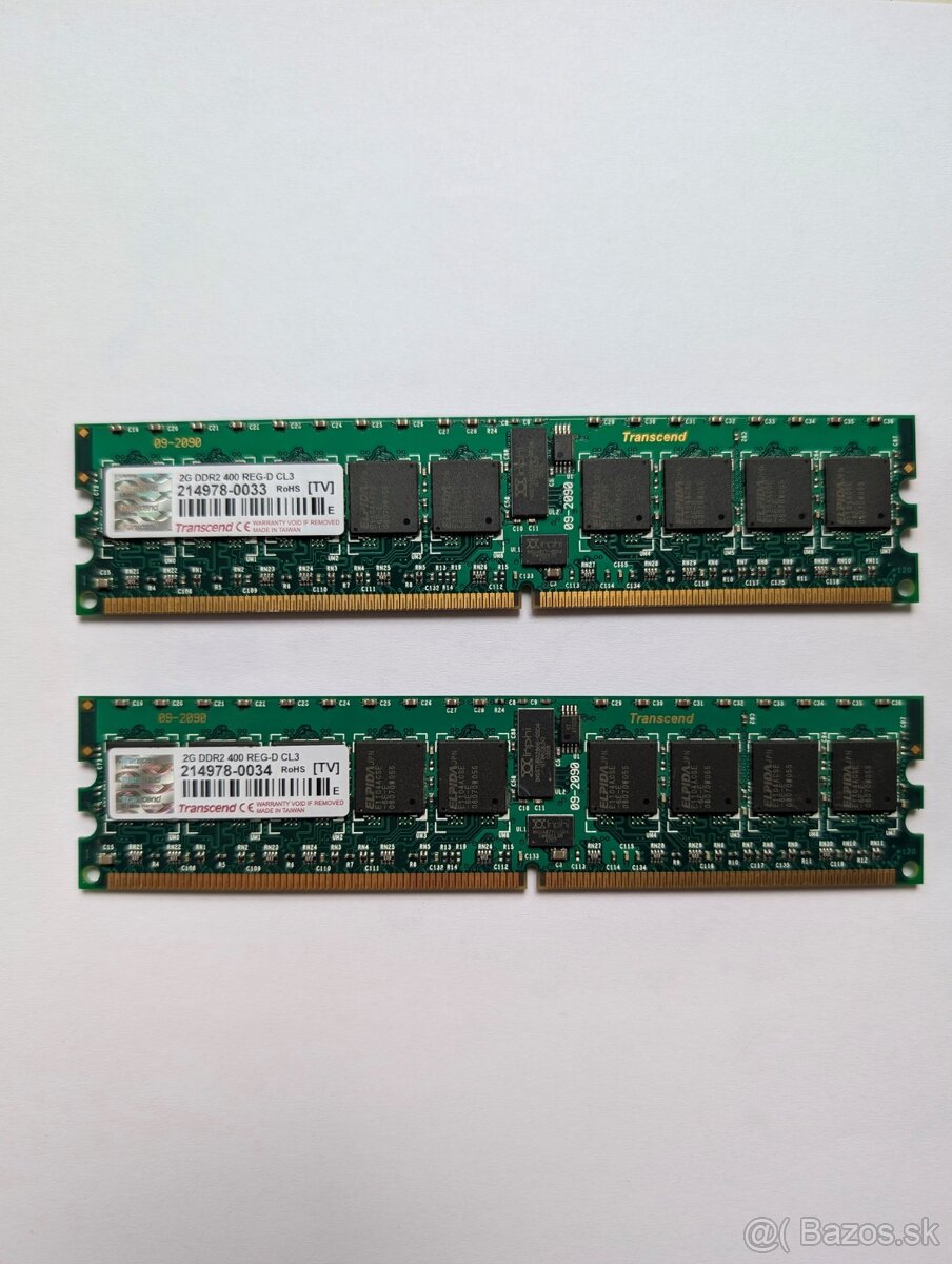 Serverová RAM Transcend DDR2-400 Registered ECC — 8 GB spolu - 2