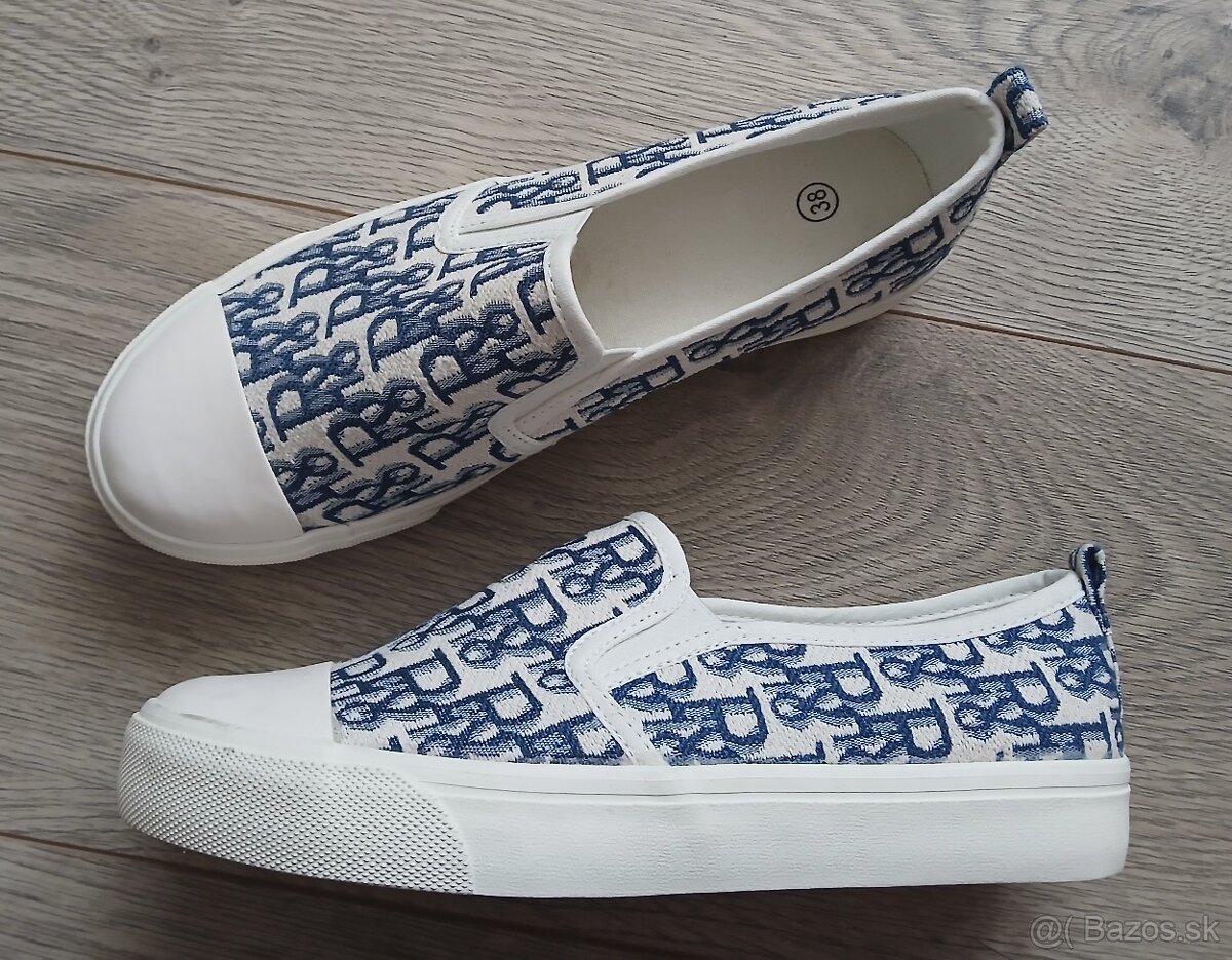 Bielo modre slip on tenisky - 2