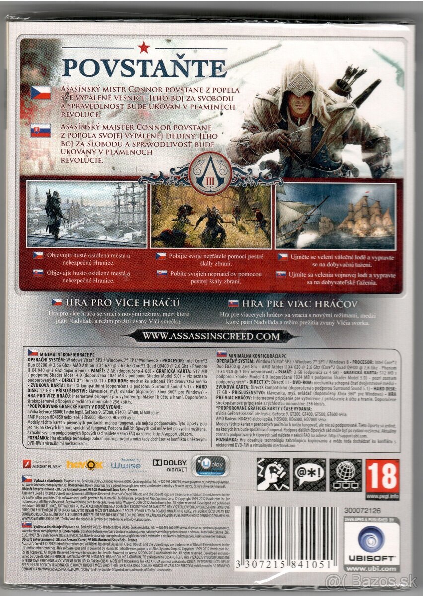 Assassin's Creed III (2012) PC DVD - nové - 2