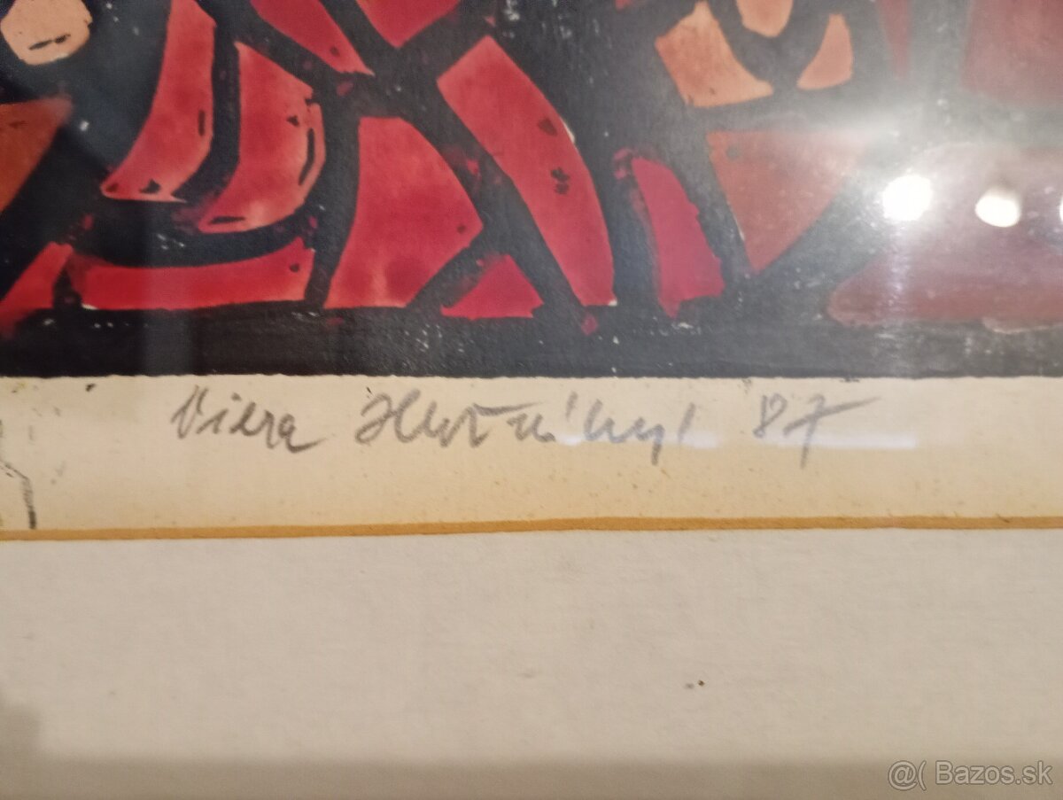 V. Hložníková – Posledná večera, 1987 (linoryt, ručne kolor. - 2