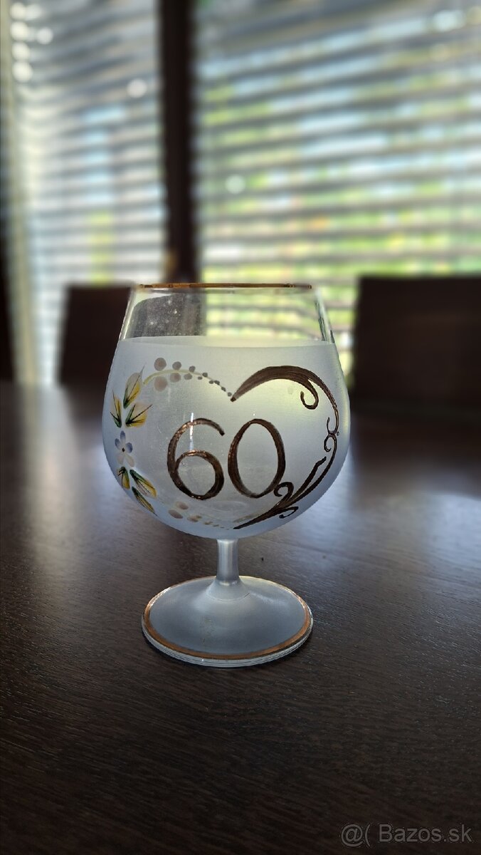 Matovaný modrastý pohár "60" - 2