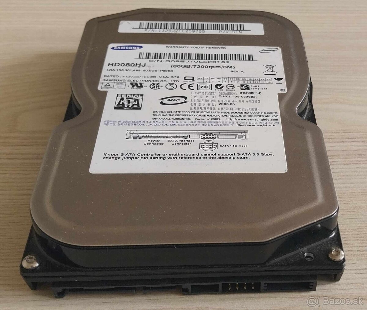 SAMSUNG 80Gb sata pevný disk: model HD080HJ - 2