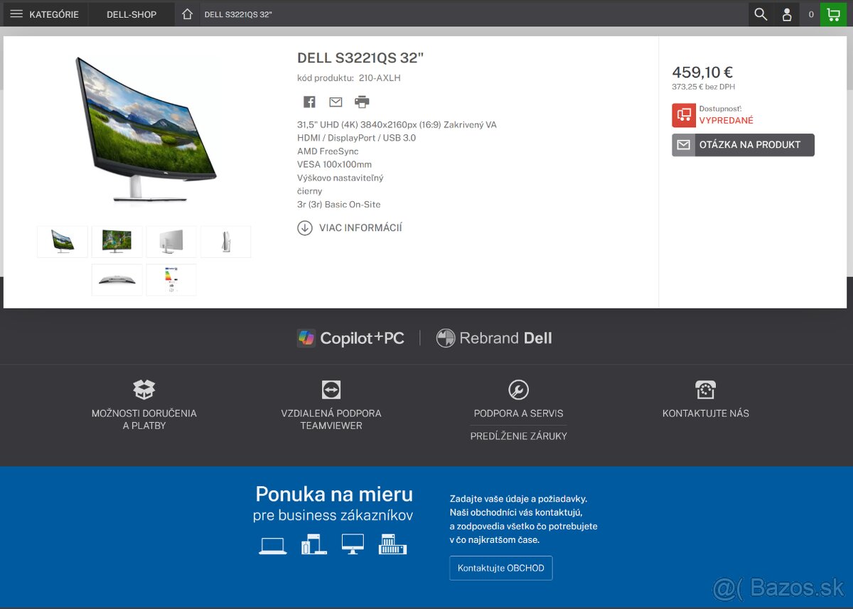 Monitor Dell s3220qs - ako nový - 2
