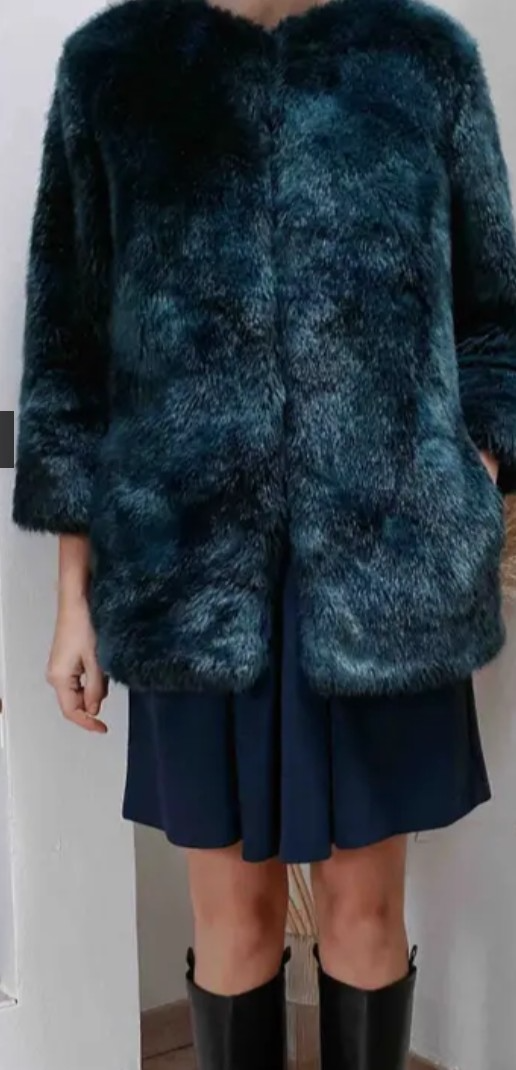 Elegantný tyrkysovy kabátik, čierny kabátik, zimné bundy - 2