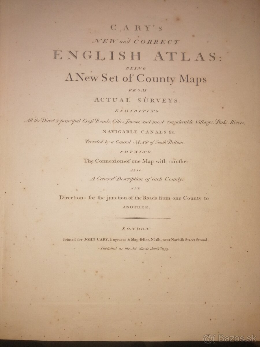 Veľký atlas Anglicko viac ako 50 máp 1793 - 2