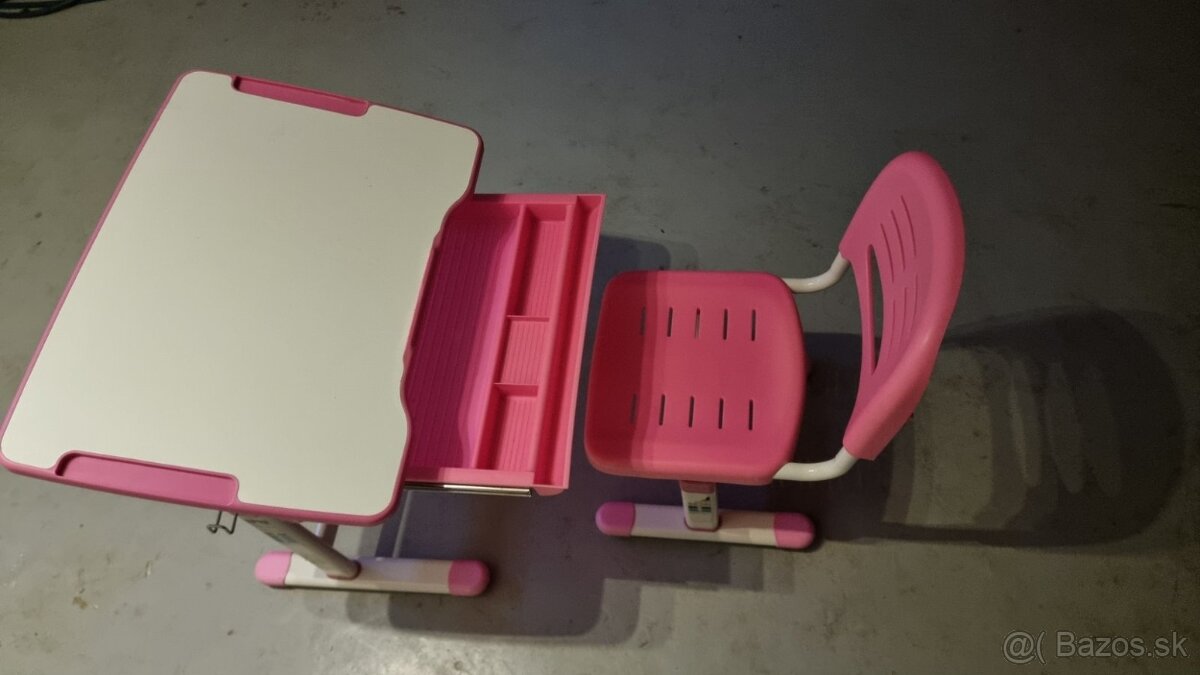 Detsky písací stôl a stolička . Rúžová - 2