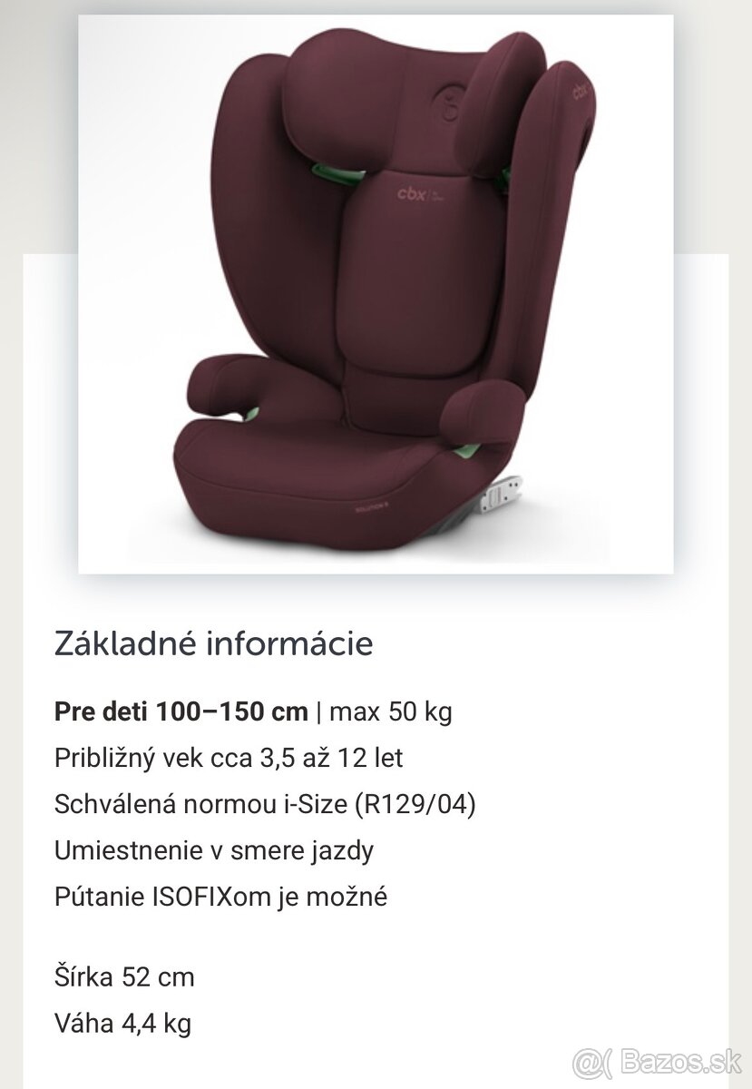 Predám autosedačku Cybex s ISO fixom - 2