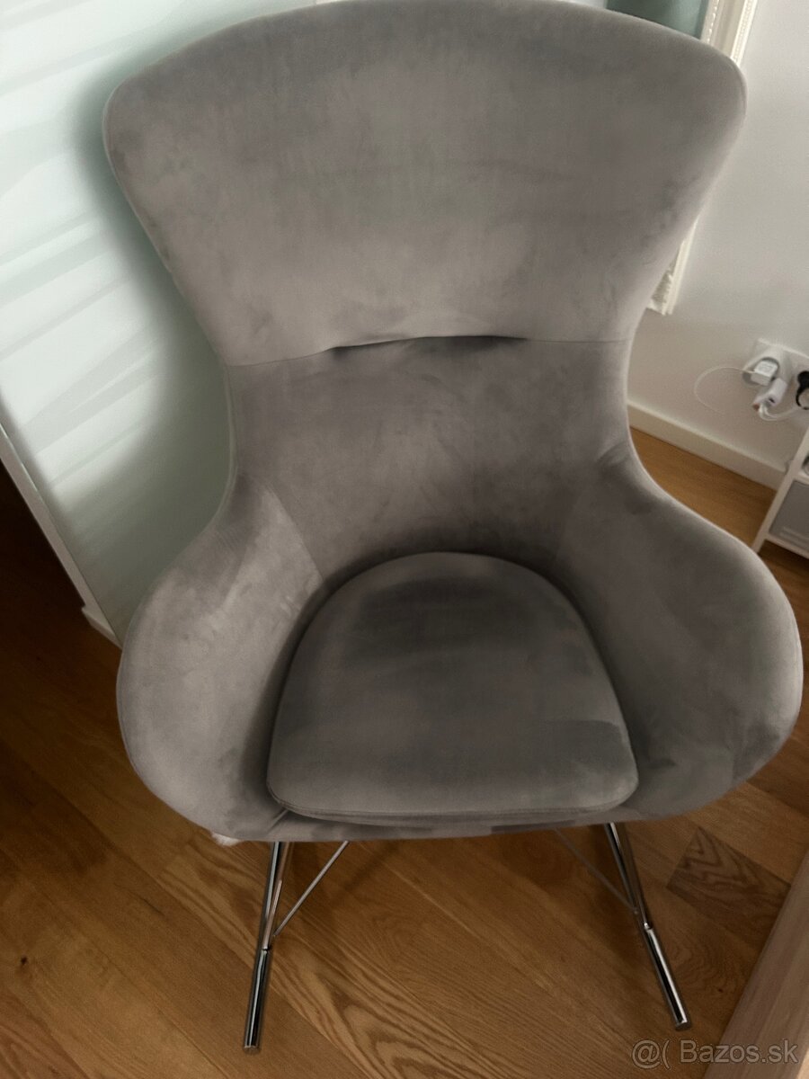 Moderné hojdacie kreslo Scandinavia Swing - sivý zamat - 2