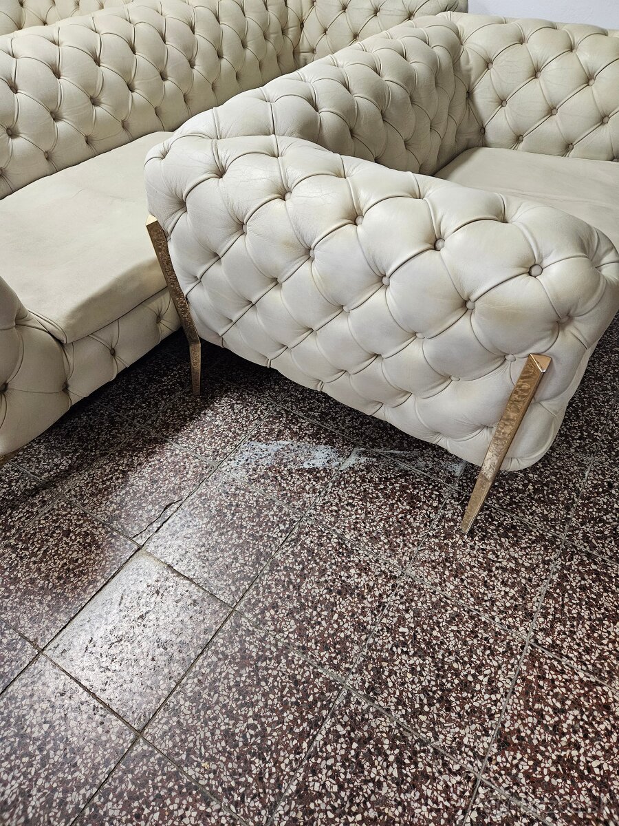 CHESTERFIELD ŠTÝL-CALIA ITALY,KOŽENÁ SEDAČKA 3+2+1,NEROZŤ. - 2