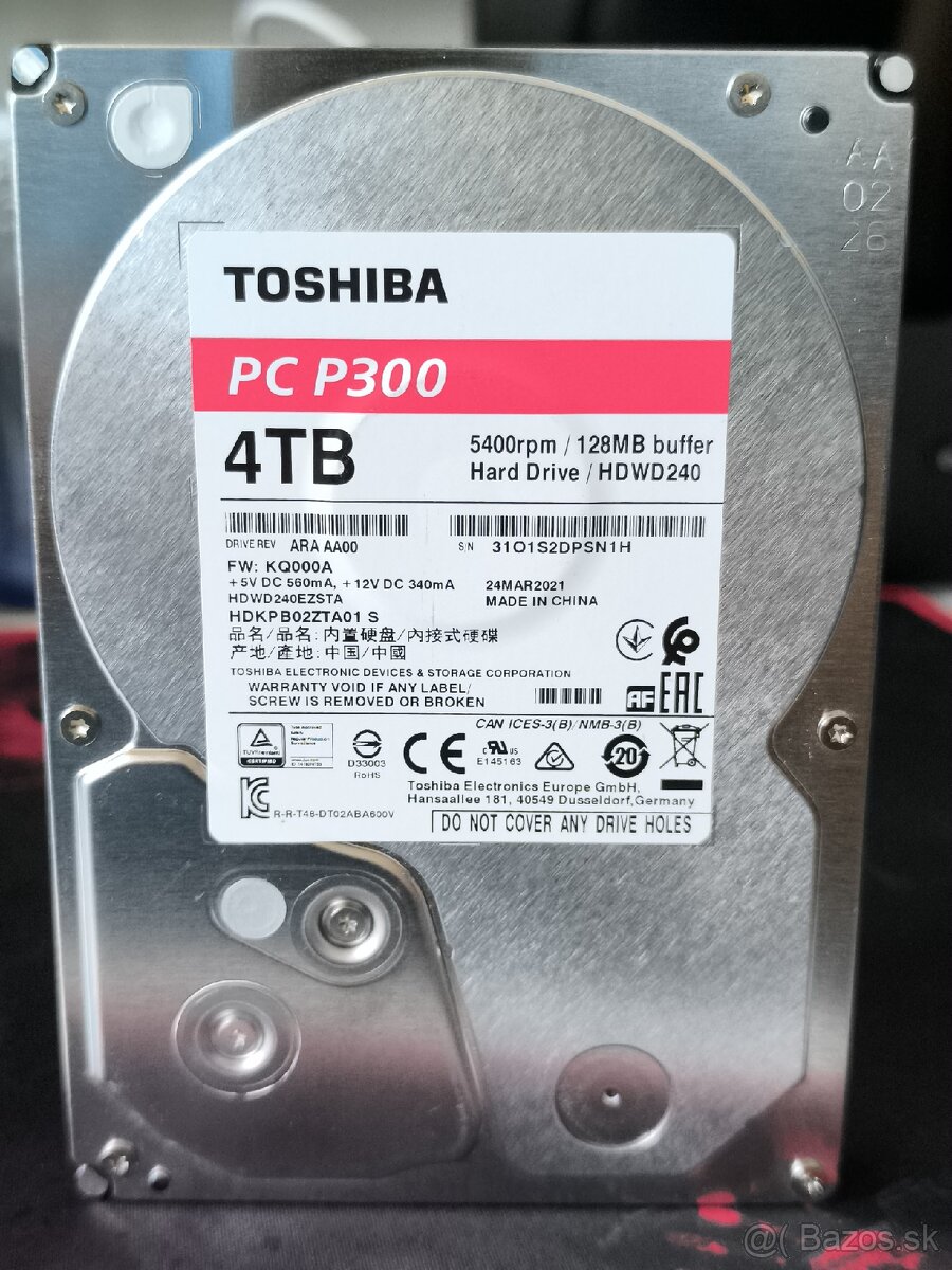 Interný HDD Toshiba PC P300 4TB - 2