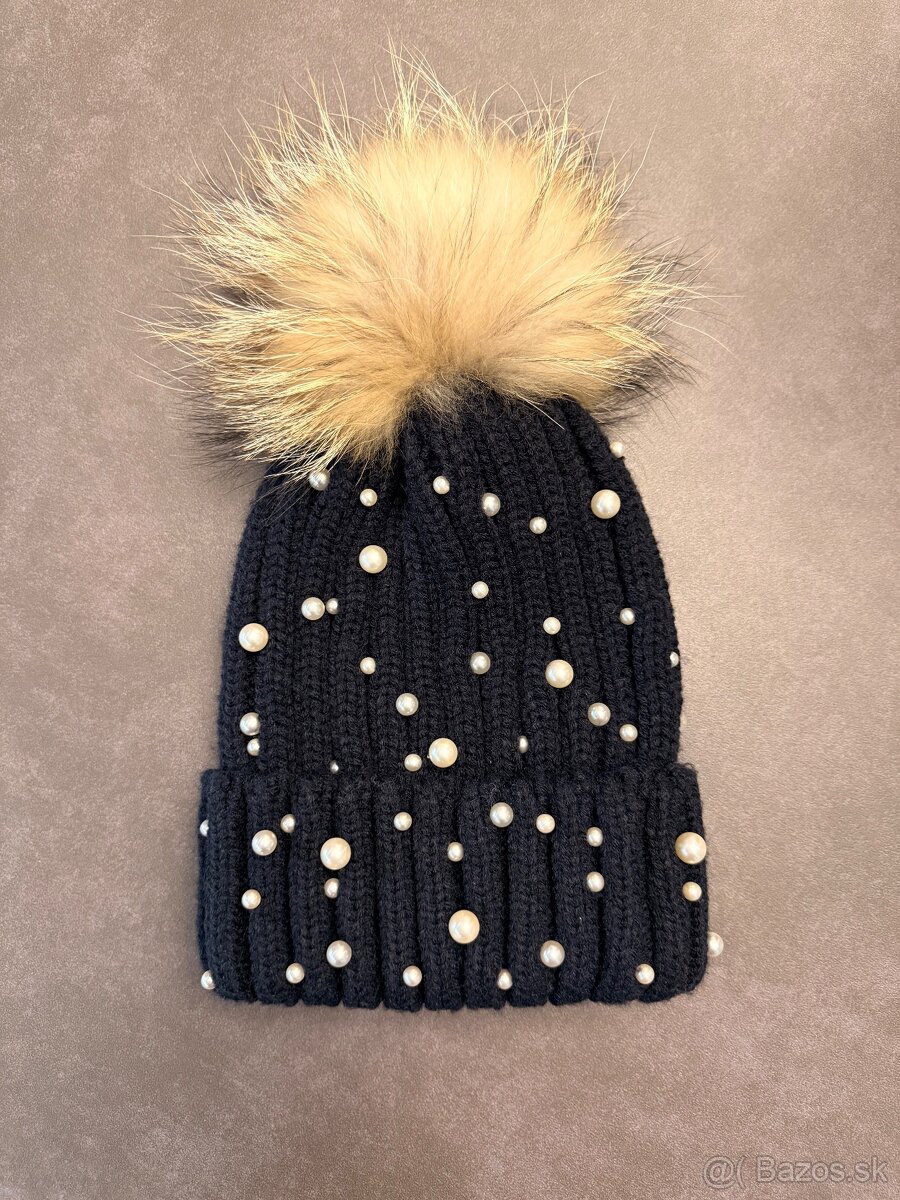 Dámska zimná čiapka s pravou kožušinou - 2