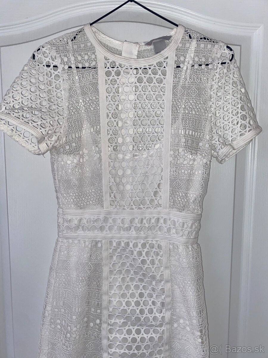 H&M biele cipkovane saty velkost 34 - 2