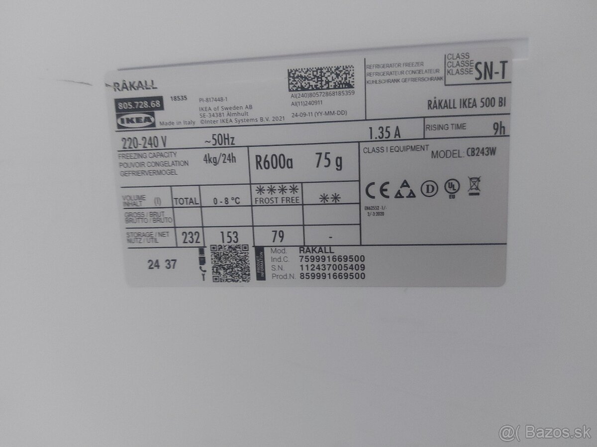 Chladnička s mrazničkou IKEA - 2