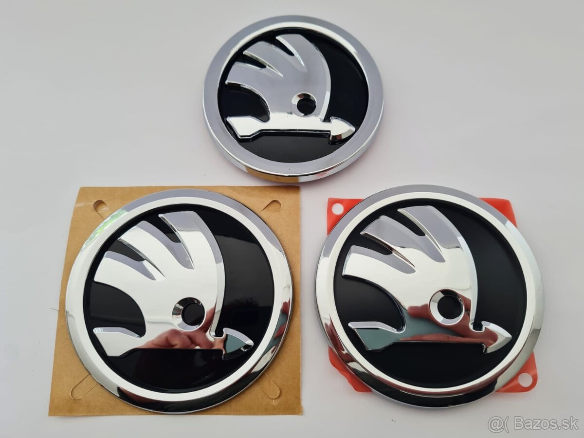 ŠKODA chromové emblémy / znaky / logo / rovný - 2