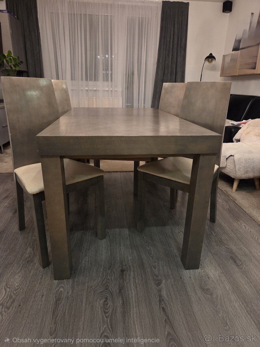 Jedálenský set pre 6 osôb 6x stoličky 1x rozkladací stôl - 2