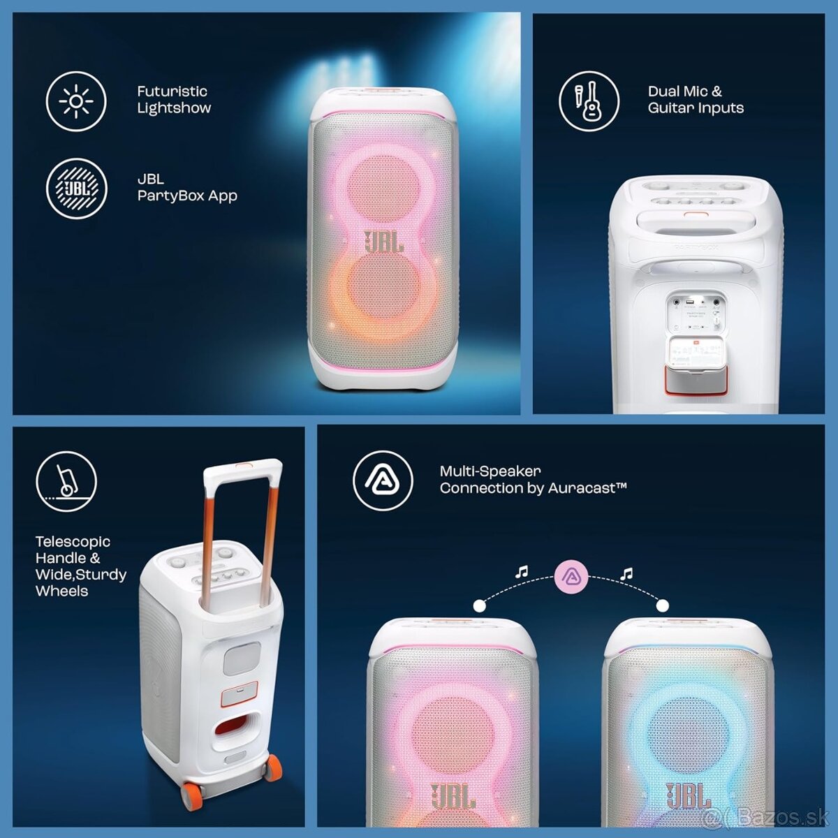 Prenájom JBL Partybox STAGE 320 White + Wireless Mic - 2