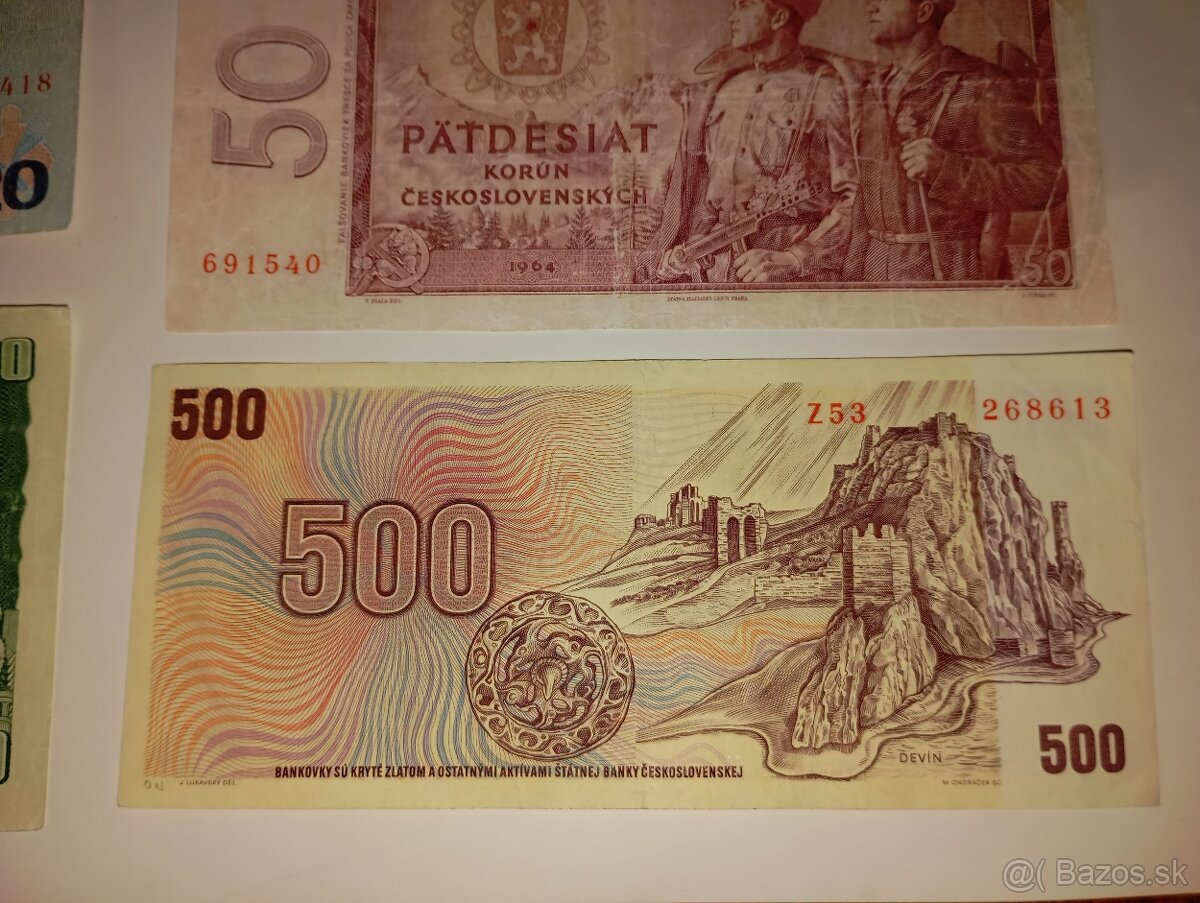 SESTAVA BANKOVEK 3-500 KČS, 60. LÉTA, 7 RŮZNÝCH NOMINÁLŮ - 2