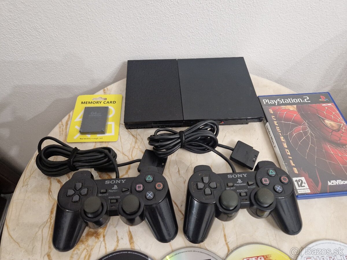 PlayStation 2 Slim herná konzola čierna + 2 ovládač - 2