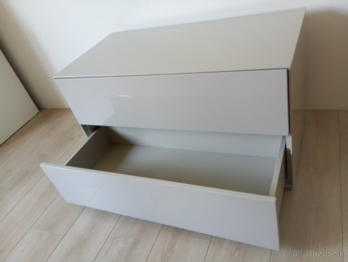 komoda - sivá farba, vysoký lesk - 2