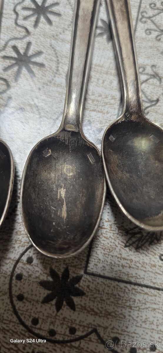 Starožitné strieborné lyžičky 6ks - 2