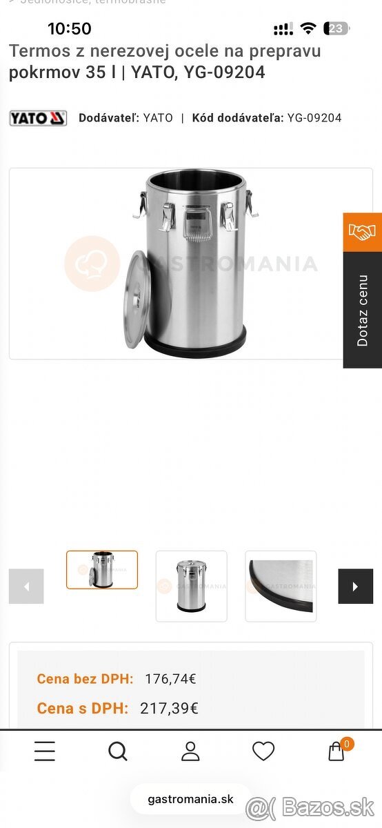 Nerezový termos/termosks Yato 35l - 2