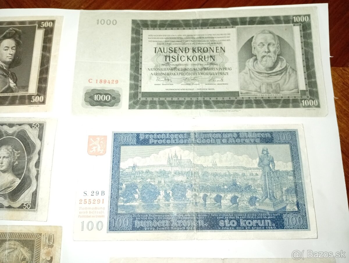 SESTAVA BANKOVEK 1-1000 K, 40. LÉTA, VŠE NEPERFOROVANÉ - 2