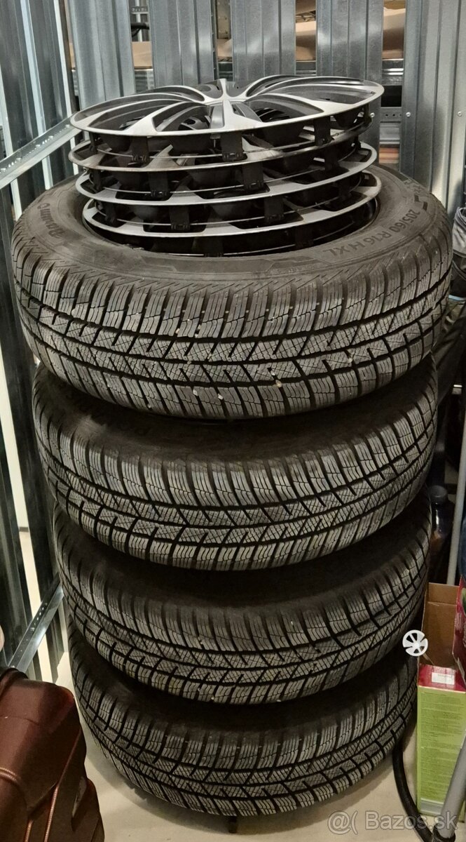 Komplet zimné 16" kolesá: Barum Polaris, disky, puklice - 2